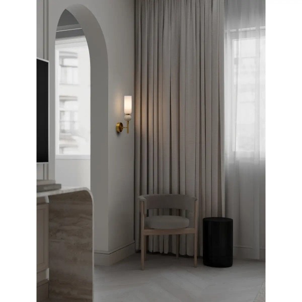 Ścienna lampa trawertyn CORVIZO złota biała LE45278 1xG9 tuba do salonu