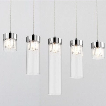 LAMPA wisząca GEM P0389-05E-B5AC Zumaline szklana OPRAWA glamour ZWIS kaskada na listwie chrom przezroczysta