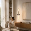 Szklana wisząca lampa KELLY bursztynowa przydymiona 31-54555 4xLED 9,5W 2700K do sypialni