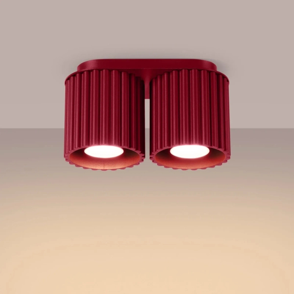 Podwójna lampa sufitowa AURA SL.1820 ryflowana burgundowa 2xGU10
