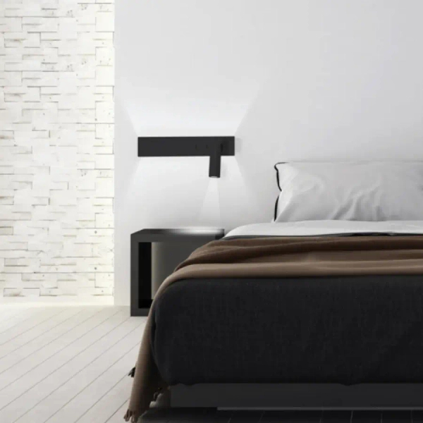 Komercyjna ścienna lampa H54 LED 3W+10W 3000K do czytania czarny