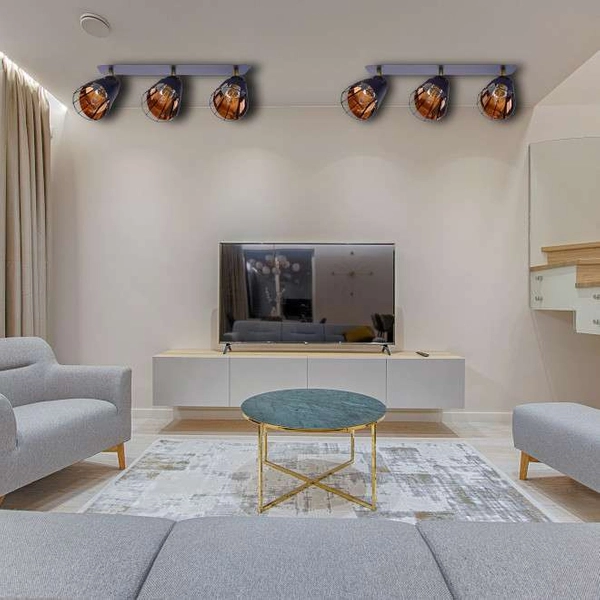 Spot LAMPA sufitowa RICK ML5567 Milagro metalowa OPRAWA industrialne reflektorki druciane na listwie czarne złote