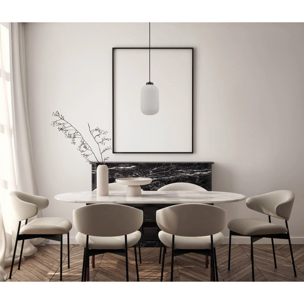 Zwisająca lampa nad stół Lindo PND-52636-1-BK Italux szkło biały czarny