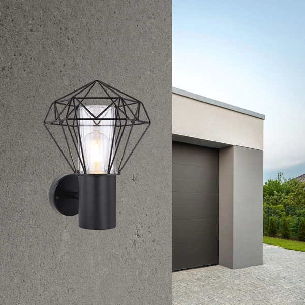 Ogrodowa lampa ścienna HORACE 31355 elewacyjna druciana IP44 czarna