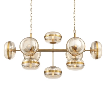 Szklana lampa wisząca Nottingham QN-NOTTINGHAM-10LP-AB złoty przezroczysty