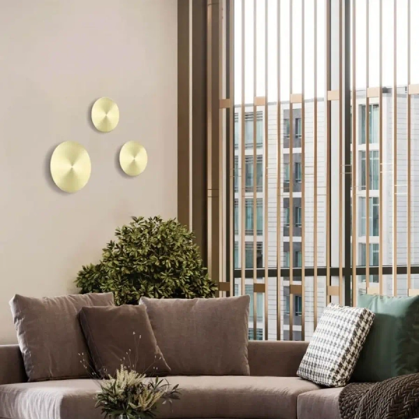 Metalowa lampa ścienna 20350 LED 10W 3000K dysk do salonu mosiądz