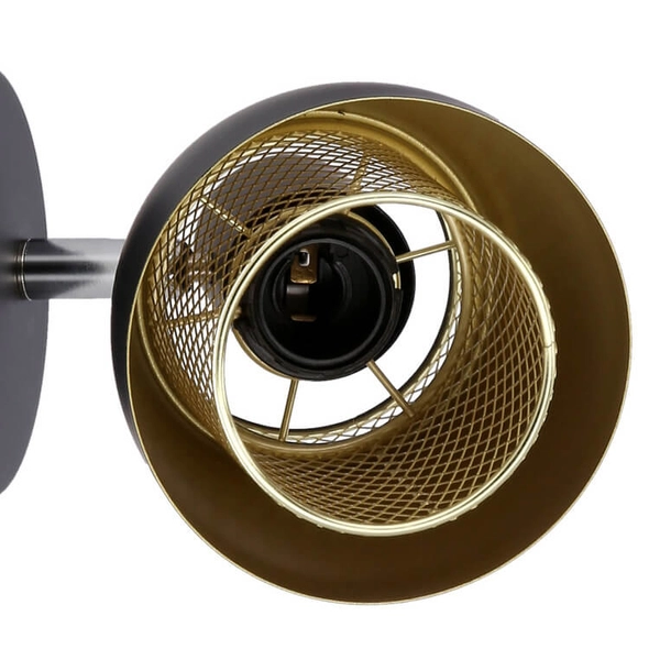 Metalowy kinkiet reflektor Aleksandria 91-13750 siatka czarny złoty