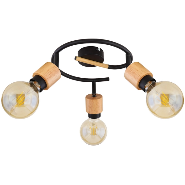 Regulowana LAMPA sufitowa JORNA 54031-3 Globo metalowa OPRAWA reflektorki czarne drewno