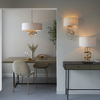 Lampa wisząca z abażurem L&-195268 Light& serpentyna hampton złota ecru
