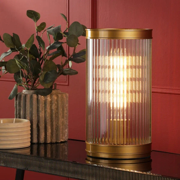 Nocna lampa stołowa Bianka BIA4263 szklana tuba satynowy brąz