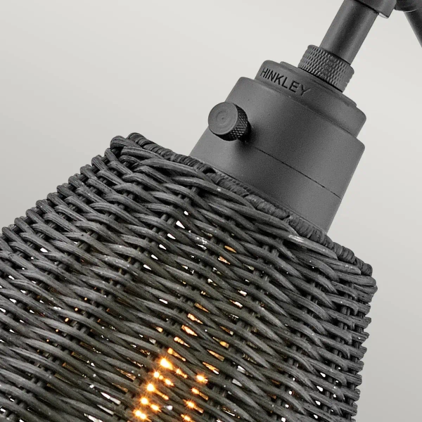 Naturalny kinkiet Arti HK-ARTI-1W-BK-BR rattan czarny mosiądz