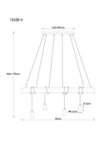 Wisząca lampa Auston 15439-4 kuchenna nad wyspę drewno