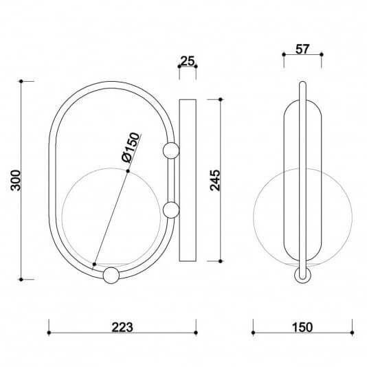 Metalowa lampa ścienna Koban KOD11000 kula ball szklana biała