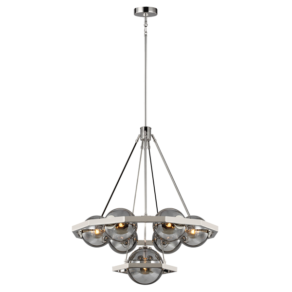 Wisząca lampa QN-HARPER7 geometryczna rama kule nikiel