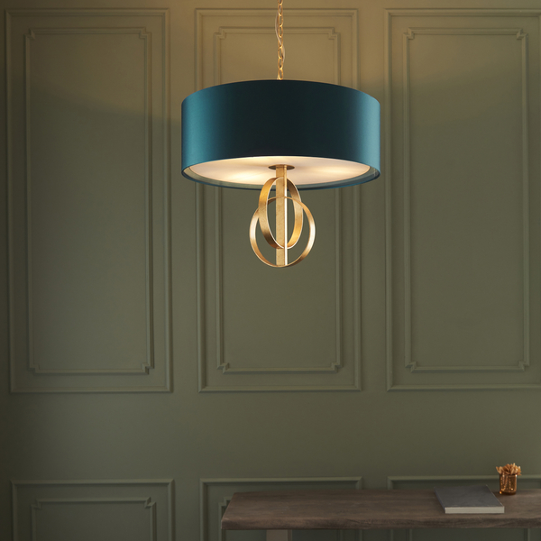 Zwisowa lampa abażurowa L&-195220 Light& morska złoto przecierane