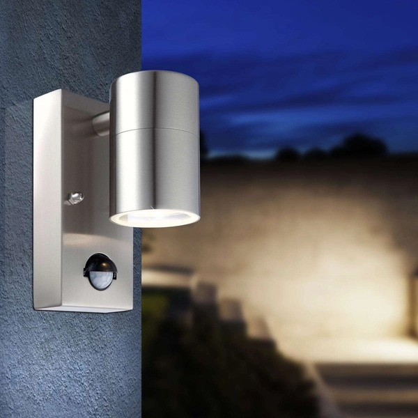 Zewnętrzna lampa ścienna Style tuba z czujnikiem ruchu IP44 stal