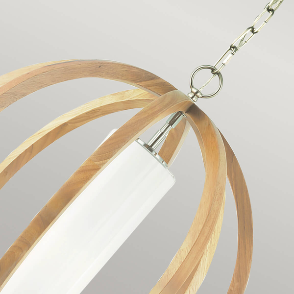 Wisząca lampa drewniana Allier  FE-ALLIER-P-S-LW Feiss okrągła brązowa