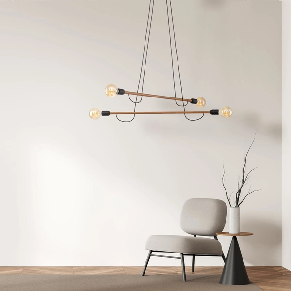 Salonowa lampa wisząca rustykalna Helix 4949 TK Lighting drewniana czarna
