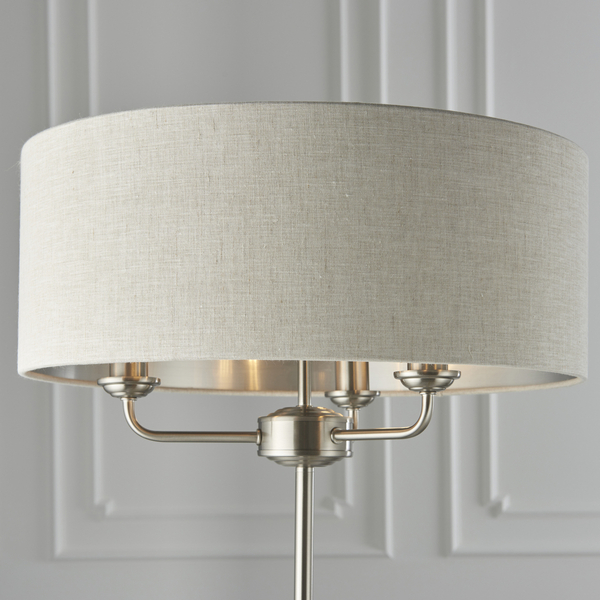 Lampa podłogowa Highclere 94359 Endon vintage z abażurem beż chrom
