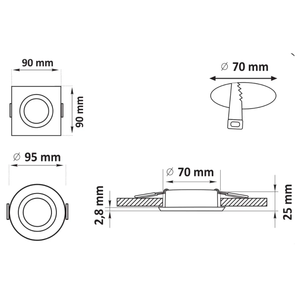 Oprawa podtynkowa sufitowa OPIN 306388 regulowana biała