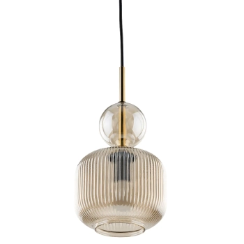 Ryflowana wisząca lampa Sophia Cognac 11038 szklana kula koniak