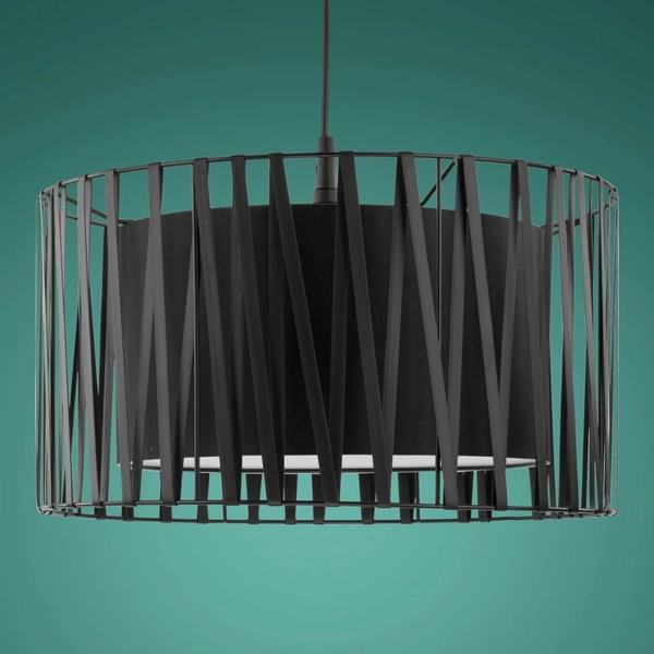 Lampa wisząca okrągła Harmony 1654 TK Lighting tkaninowa czarna