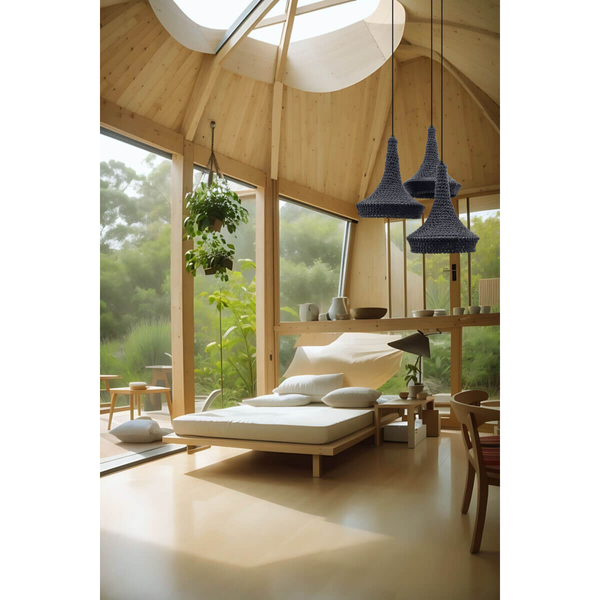 Wisząca lampa pleciona Mahaka 5182 Shilo do salonu szara
