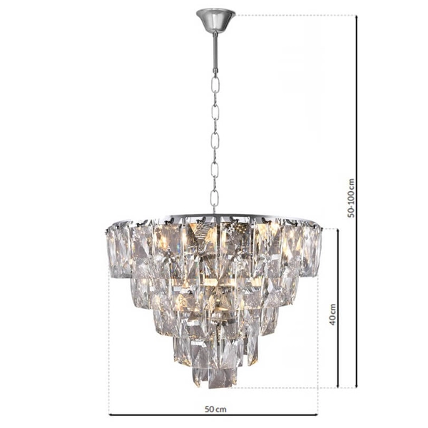 Zawieszany żyrandol Chelsea ML6001 Milagro do salonu crystals chrom
