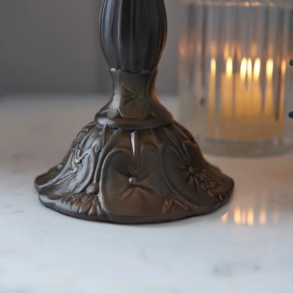 Stołowa lampka tiffany Botanica 63963 z wtyczką szklana brązowa kolorowa