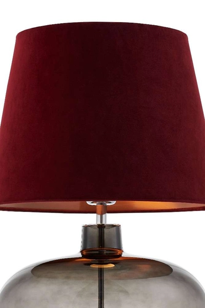 Stojąca LAMPA stołowa SAWA VELVET 41016111 Kaspa nocna LAMPKA abażurowa do sypialni miedź grafitowa bordowa