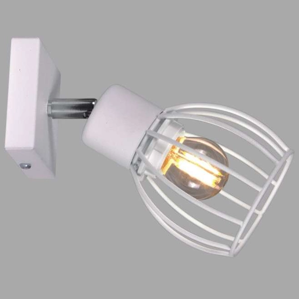 Ścienna LAMPA loftowa K-4574 Kaja druciana OPRAWA metalowy reflektorek regulowany biały