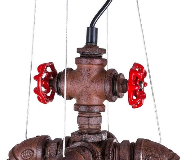 Industrialna LAMPA wisząca MANILA MDM-2846/4A RUST Italux metalowa OPRAWA zwis rury zawory rdza