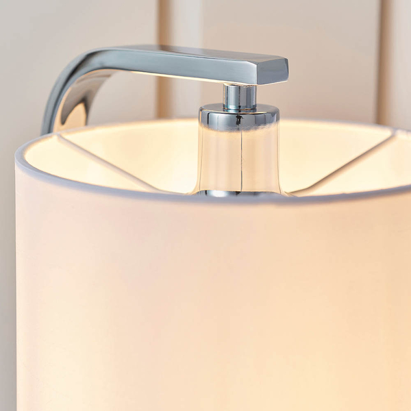 Stołowa lampka z abażurem Canning CANNING-TLCH chrom biały