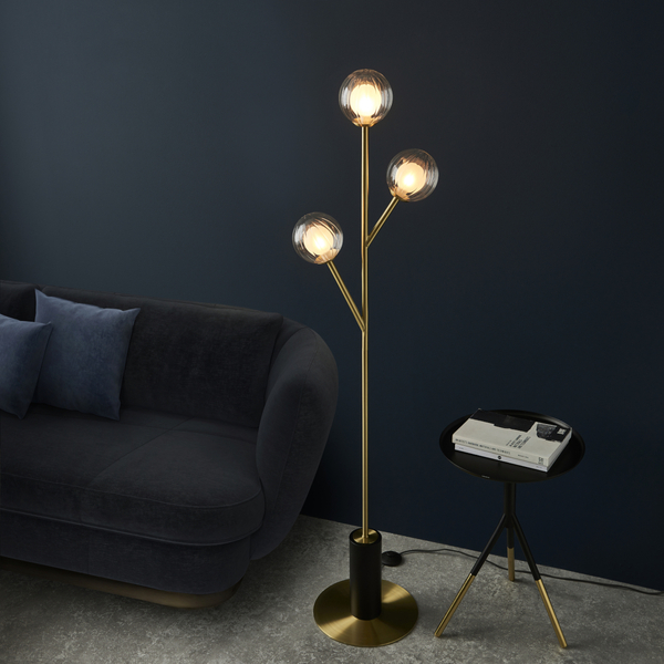 Podłogowa lampa hampton L&-196693 Light& gałązki balls mosiądz czarna