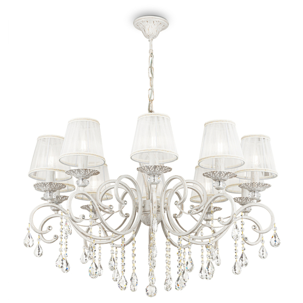 Pałacowa lampa wisząca Grace ARM247-10-G crystal biała