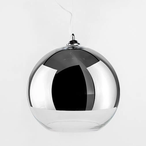 Kulista lampa wisząca Silver Ball do przedpokoju chrom