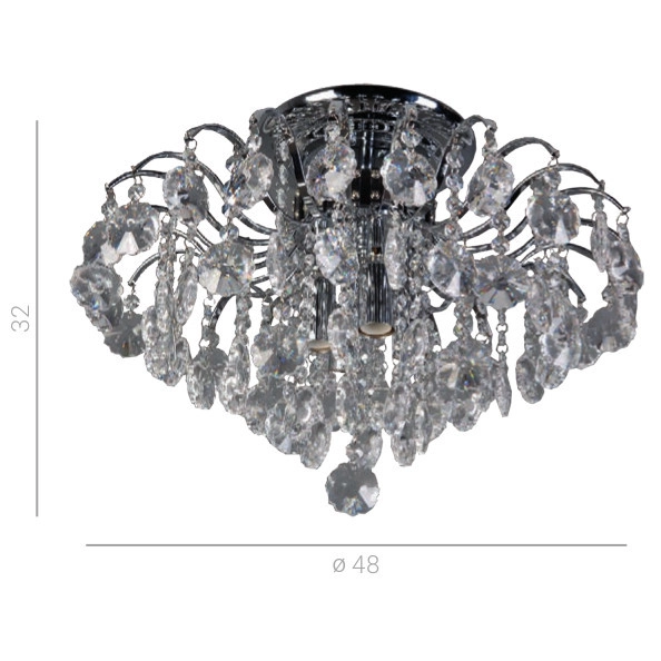 Glamour LAMPA sufitowa FIRENZA MD30196/4 Italux plafon OPRAWA kryształowa crystal przezroczysta