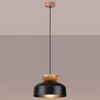 Wisząca lampa do salonu Marion SL.1351 półokrągła drewniana czarna