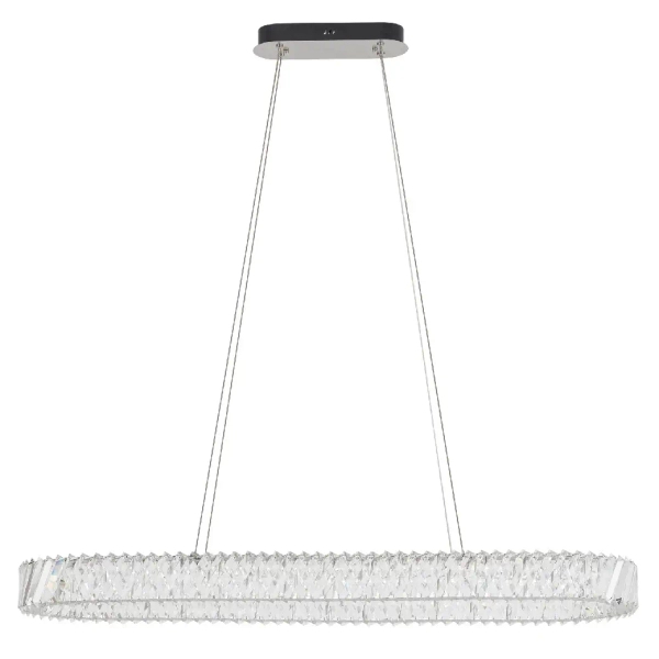 Owalna lampa wisząca LUXORA 11707 LED 40W 3000K kryształowa nikiel