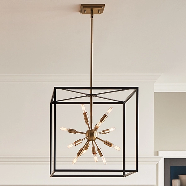 Wisząca lampa gwieździsta QN-AROS-12P klatka czarna złota