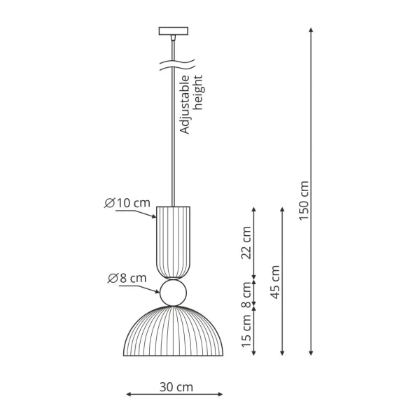 Wisząca lampa ryflowana Piega LP-939/1P L white szklana biała złota