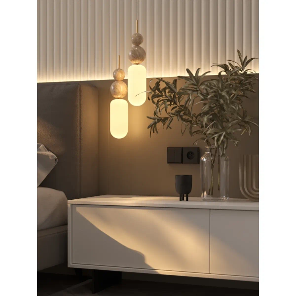 Okrągła lampa wisząca Maxlight NOVA P0642 do jadalni złota biała