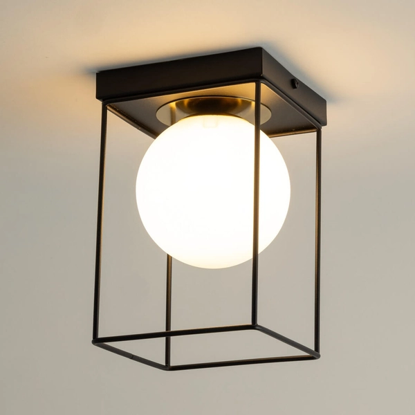 Loftowy plafon Aroma 40710 Sigma bańka cage klatka metalowa czarna złota