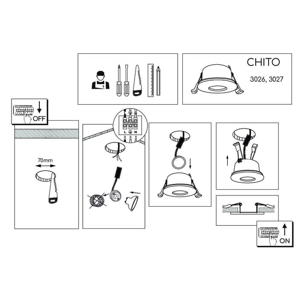 Podtynkowa lampa Chito 3026 Brosline IP54 spot oczko metalowa czarny