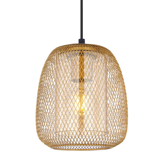 Salonowa lampa wisząca Amiria PND-28612-GD-AMB Italux klatka złoty