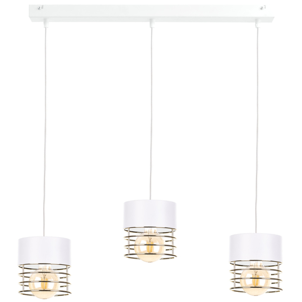 LAMPA wisząca KET1135 metalowa OPRAWA zwis na belce biały złoty