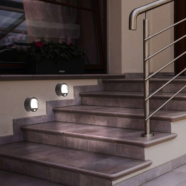 Zewnętrzna LAMPA ścienna AMARILLO 7969 Rabalux okrągła OPRAWA elewacyjna LED 1,5W 3000K KINKIET z czujnikiem ruchu IP44 czarny