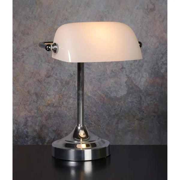 Stołowa lampka z regulacją BANKER 17504/01/11 Lucide szklana chrom biały