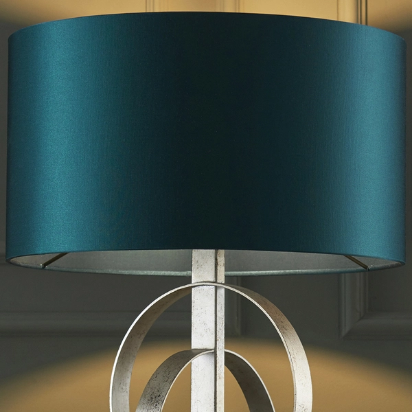 Lampa na stół marmur L&-195225 Light& z abażurem morskim srebrna