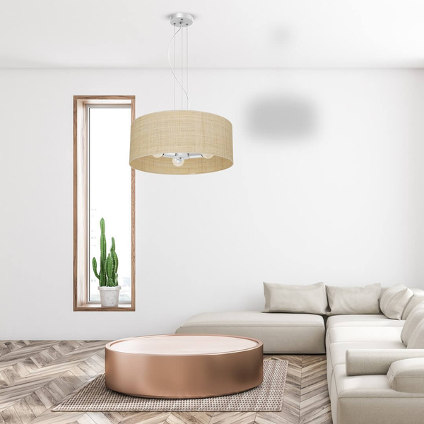 Wisząca lampa salonowa Marshall nad stół ratan biała